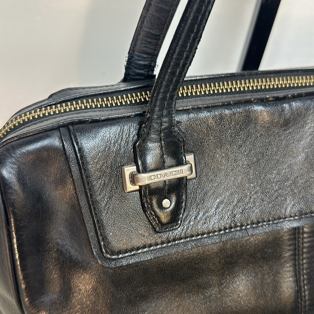COACH Taylor Bowler Satchel WOOL/LEATHER Black MSRP 498 - Picture 5 of 14